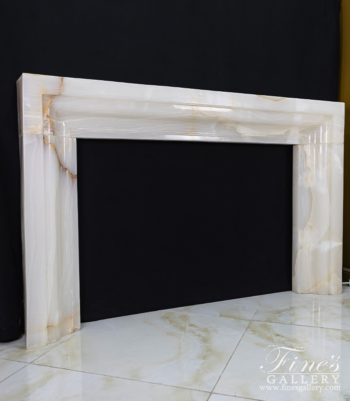 Marble Fireplaces  - Contemporary Carved Onyx Fireplace Mantel Surround - MFP-2518